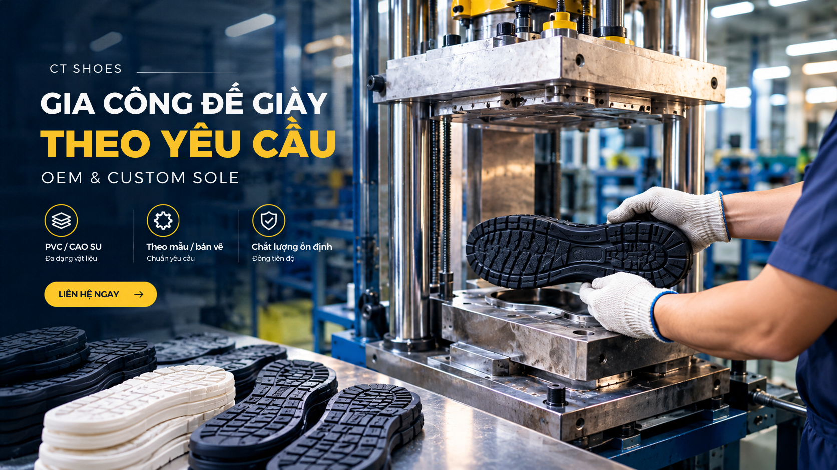 Gia công đế giày theo yêu cầu OEM và Custom Sole tại CT Shoes